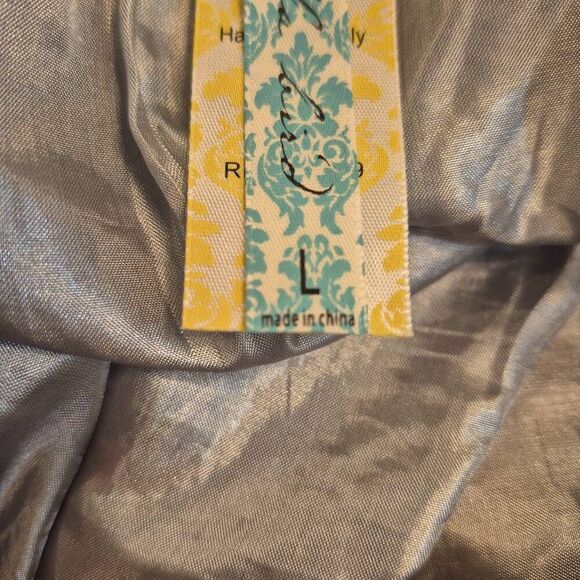 Bella Bird Women's Gray & Peach Rayon/Nylon Floral Lined Tiered Skirt - Picture 9 of 10